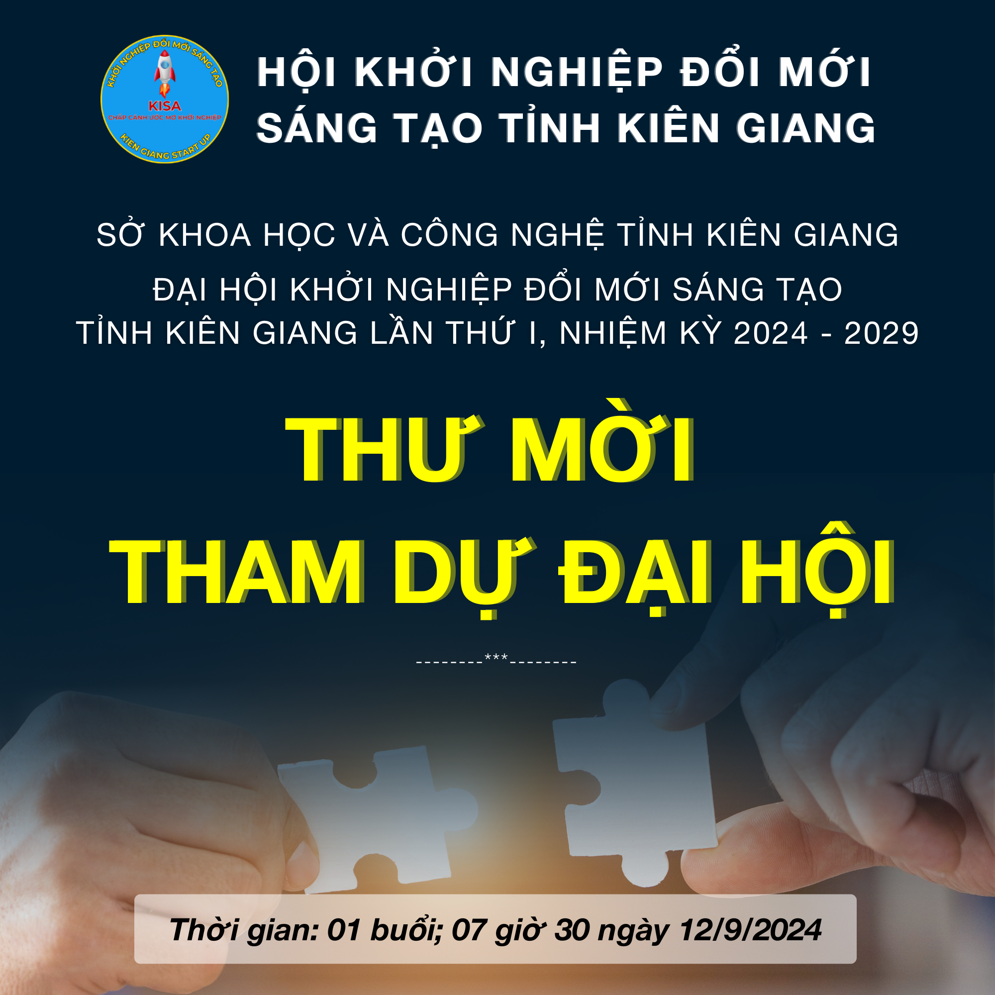 Thư Mời Tham Dự Đại Hội Hội Khởi Nghiệp Đổi Mới Sáng Tạo Tỉnh Kiên Giang Lần Thứ I